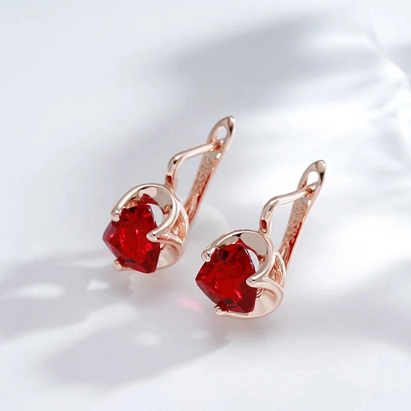 Red Zircon Flower Shape Jewelry Set