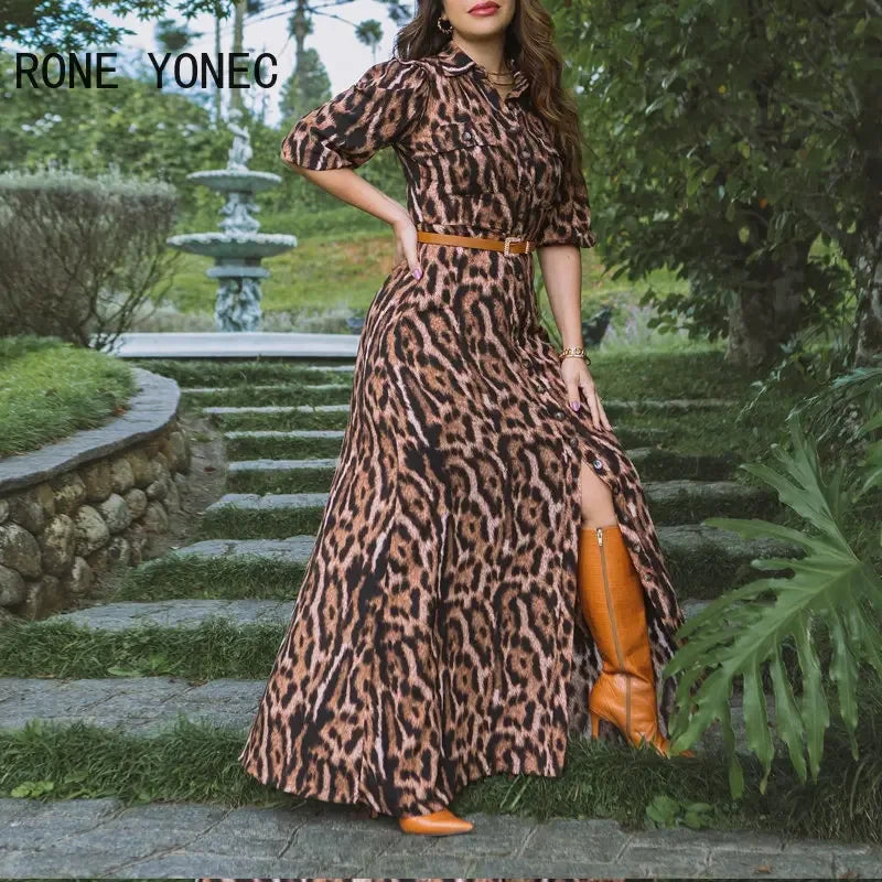 Good Days Buttoned Tiger Print Maxi Dress