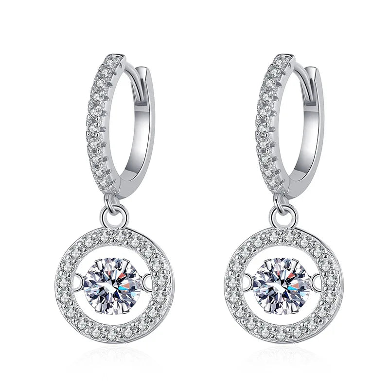 GRA Certified Moissanite Beating Heart Diamond Pendants, Necklace, Hoop Earrings Jewelry Set