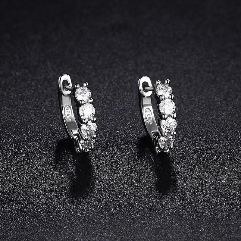 GRA Certified Elegant 3mm Moissanite Earrings 925 Sterling Silver or Gold Hoop Earrings.