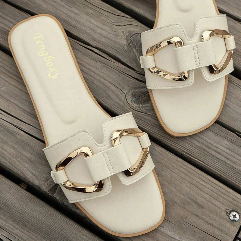 Open Toe Single Band Flat Sandals