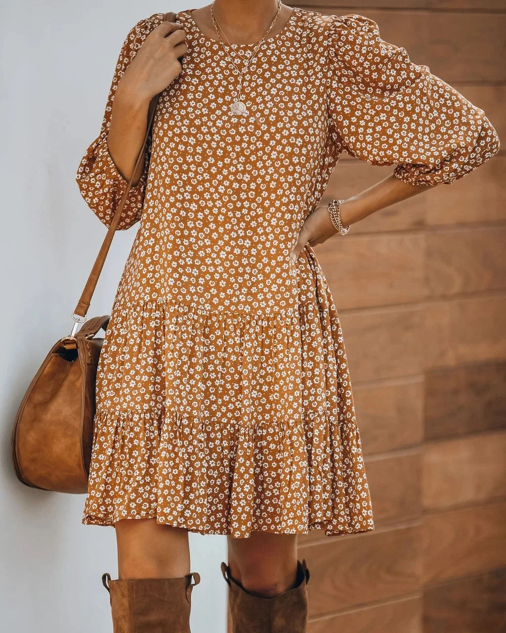 Floral Dress with Princess Sleeves