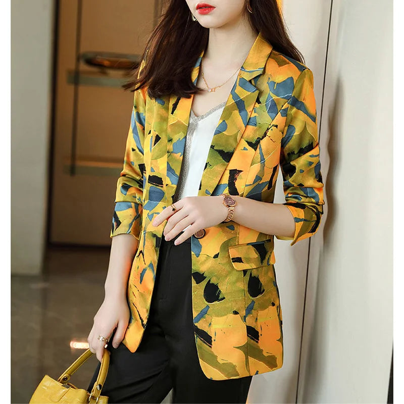 My Way Printed Blazer