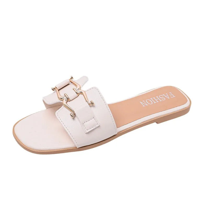 Stylish Summer Flat Flip-flops with Buckle