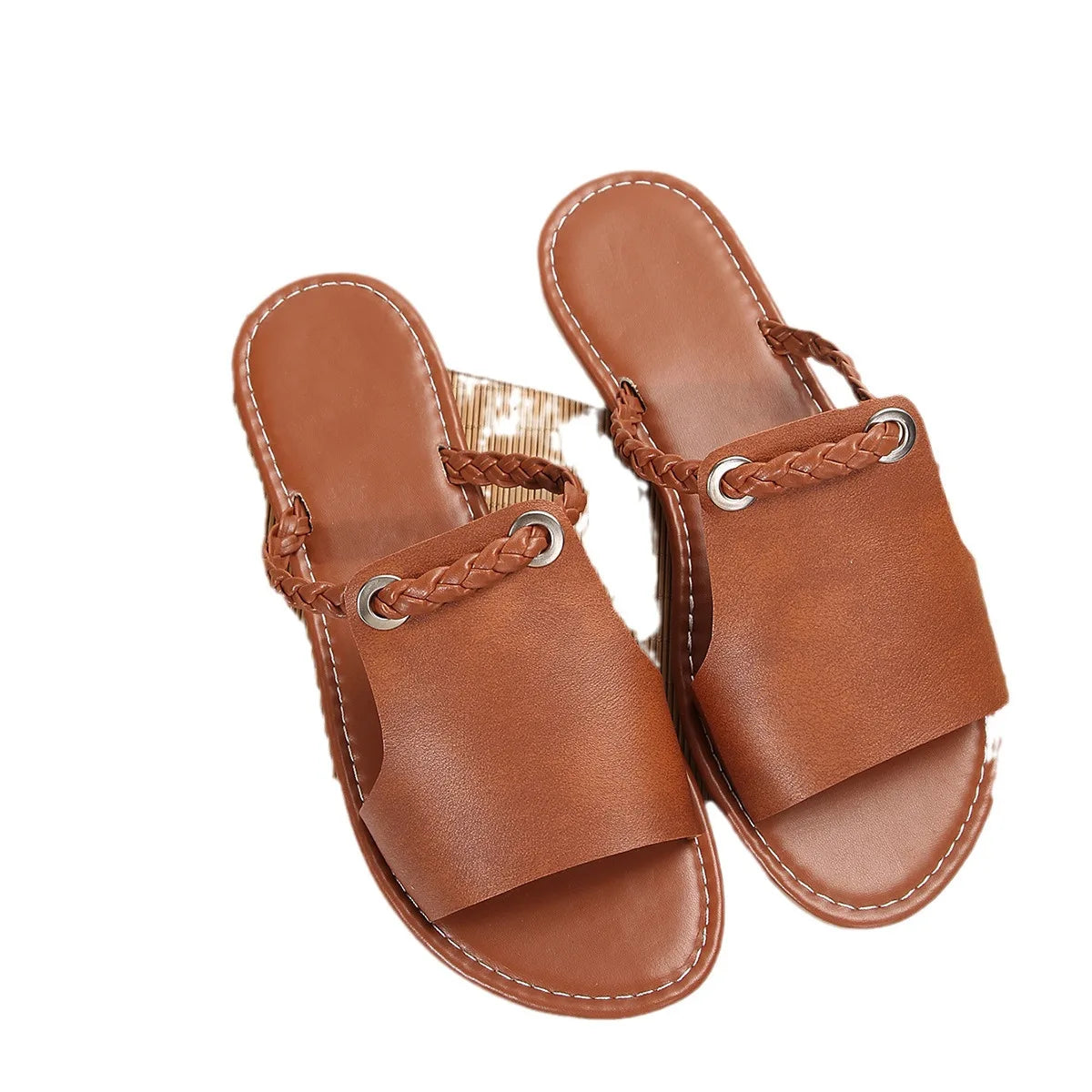 Square Head Cross Flat Casual Summer Beachy Sandals