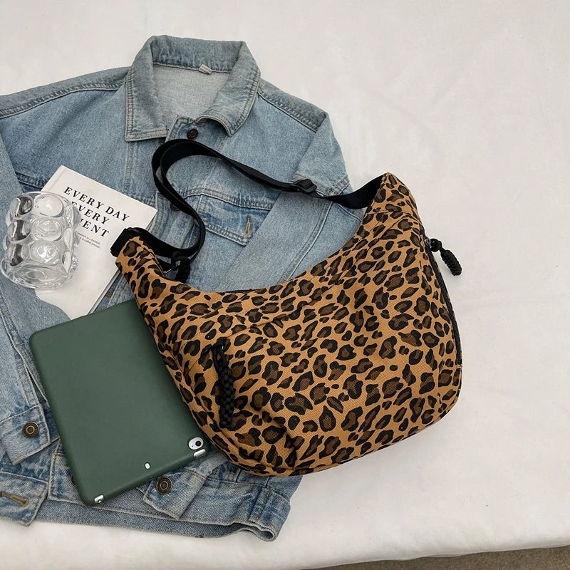 Leopard Print Crossbody Shoulder Corduroy Bags