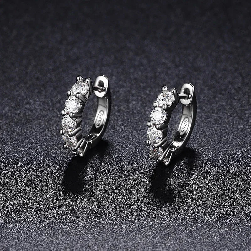 GRA Certified Elegant 3mm Moissanite Earrings 925 Sterling Silver or Gold Hoop Earrings.