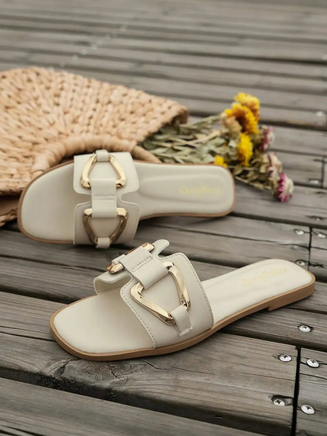 Open Toe Single Band Flat Sandals