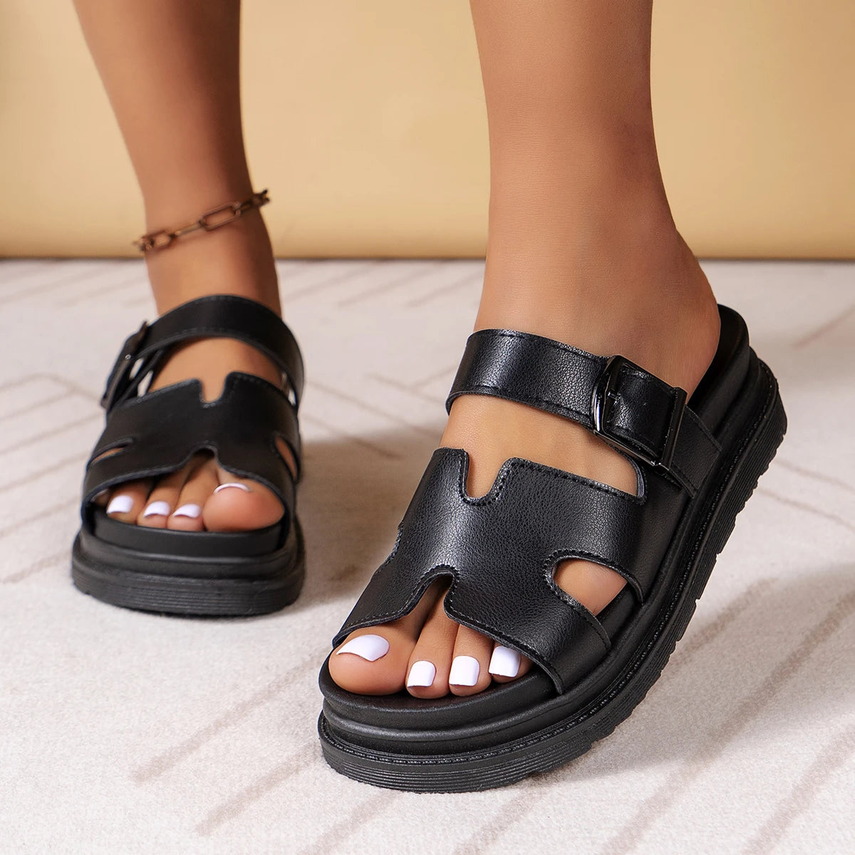 Slip-On Open Toe Designer Sandals