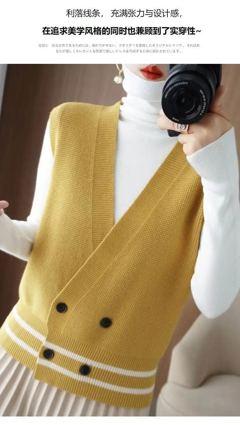 Classic Knitted Cardigan Vest  Sleeveless Sweater