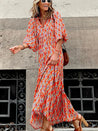 Sea Blue Mall Bohemian Print V-Neck Loose Fit Summer Maxi Dress W/ 3/4 Sleeve  SeaBlueMall.com