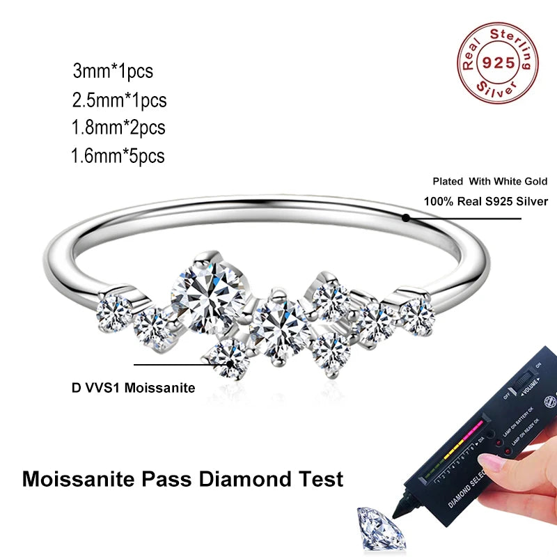 Flawless Moissanite Diamond Sterling Silver Eternity Ring