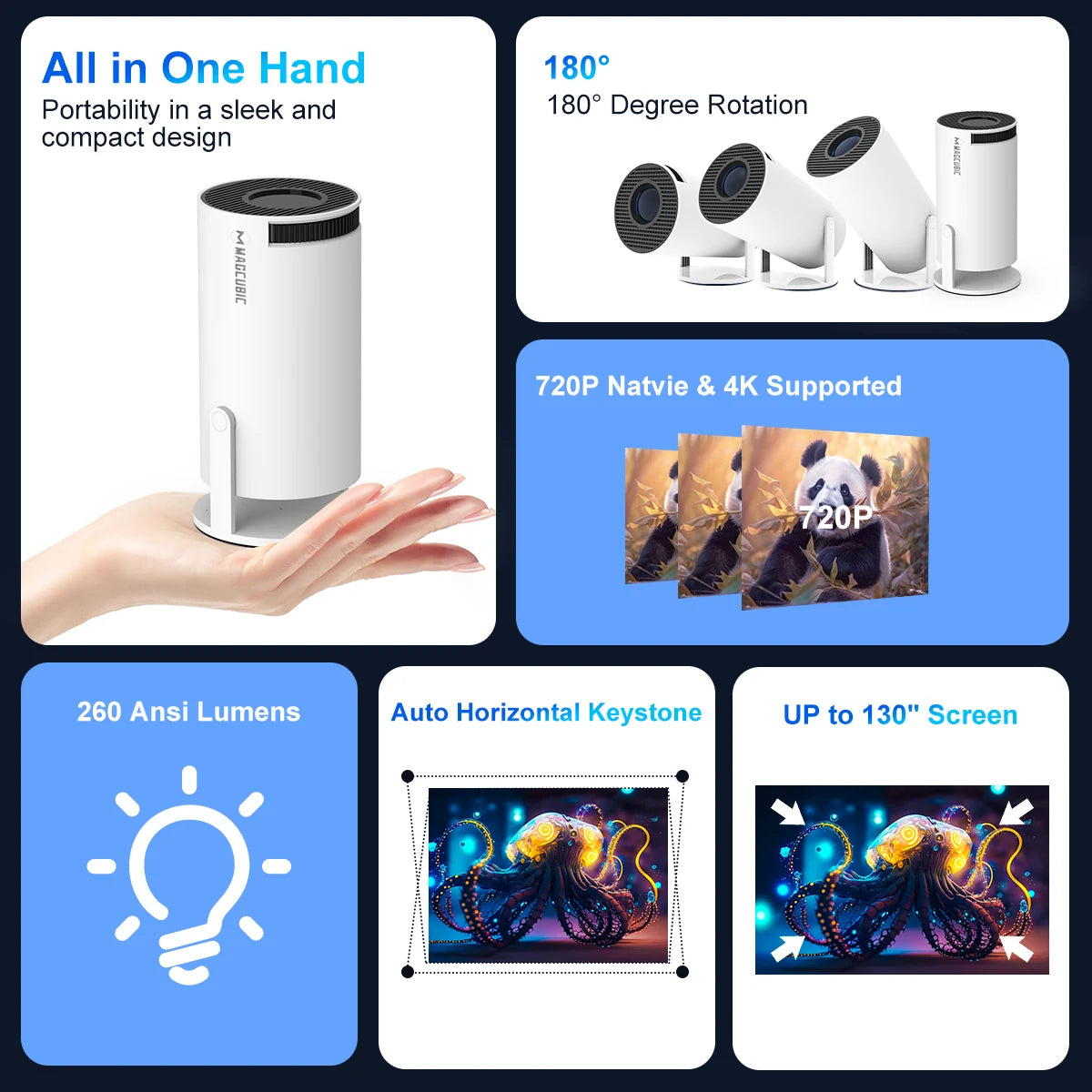 4K Portable Home Video Cinema 1280*720P Home Cinema - iPhone & Android