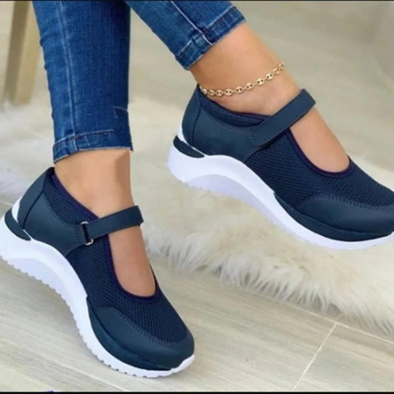 Mesh Knitted Casual Hook & Loop Sneakers