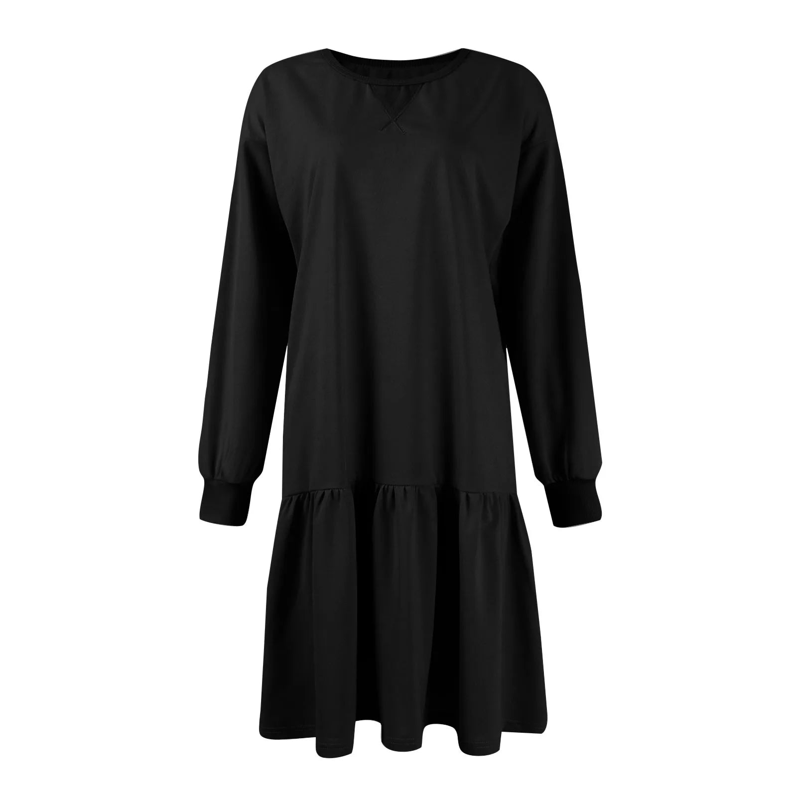 Trendy Patchwork Design Ribbed Knit Sweatshirt Dress with Long Sleeve