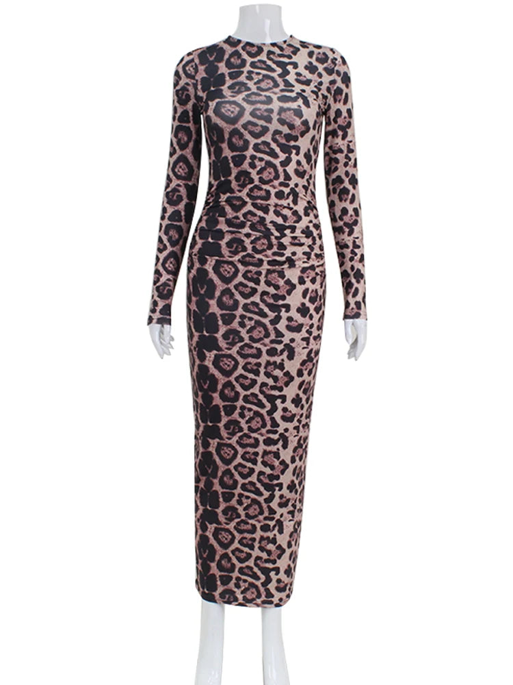 Dressed Well Leopard Print Bodycon Maxi Dress