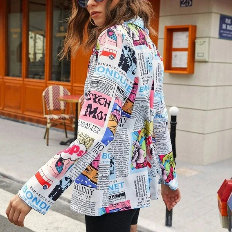 Good News Newspaper Print Blazer