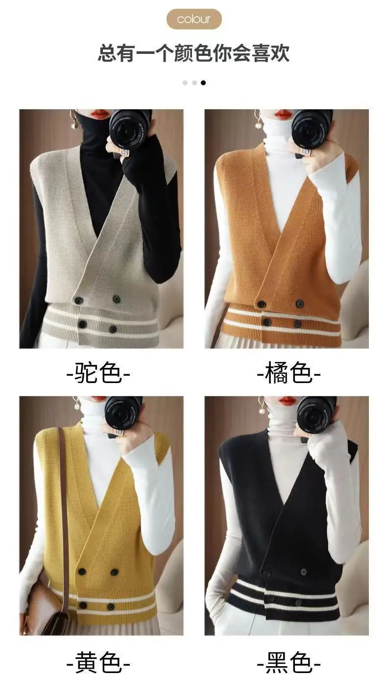 Classic Knitted Cardigan Vest  Sleeveless Sweater