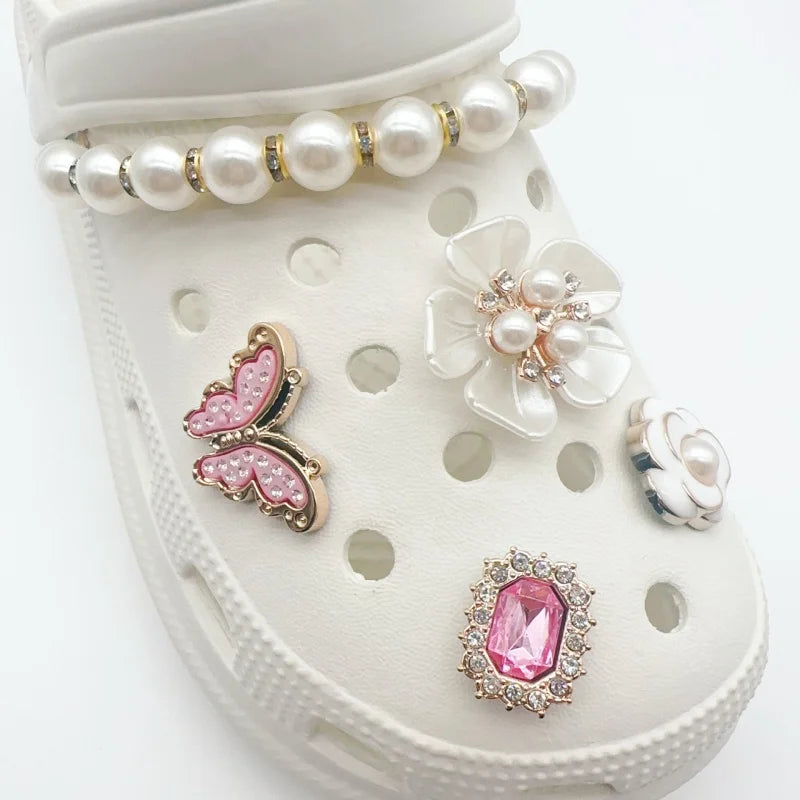 Pearl Chain Cute Rhinestone Charms for Clog Sandal