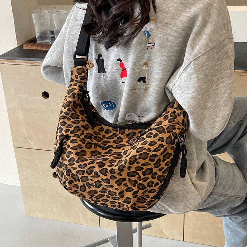 Leopard Print Crossbody Shoulder Corduroy Bags