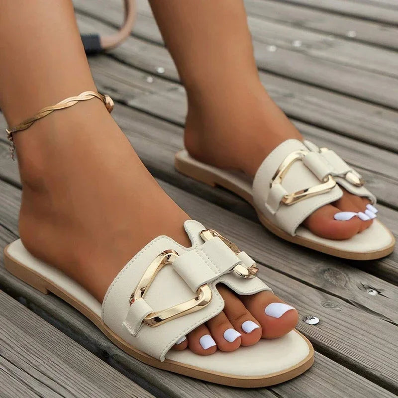 Open Toe Single Band Flat Sandals