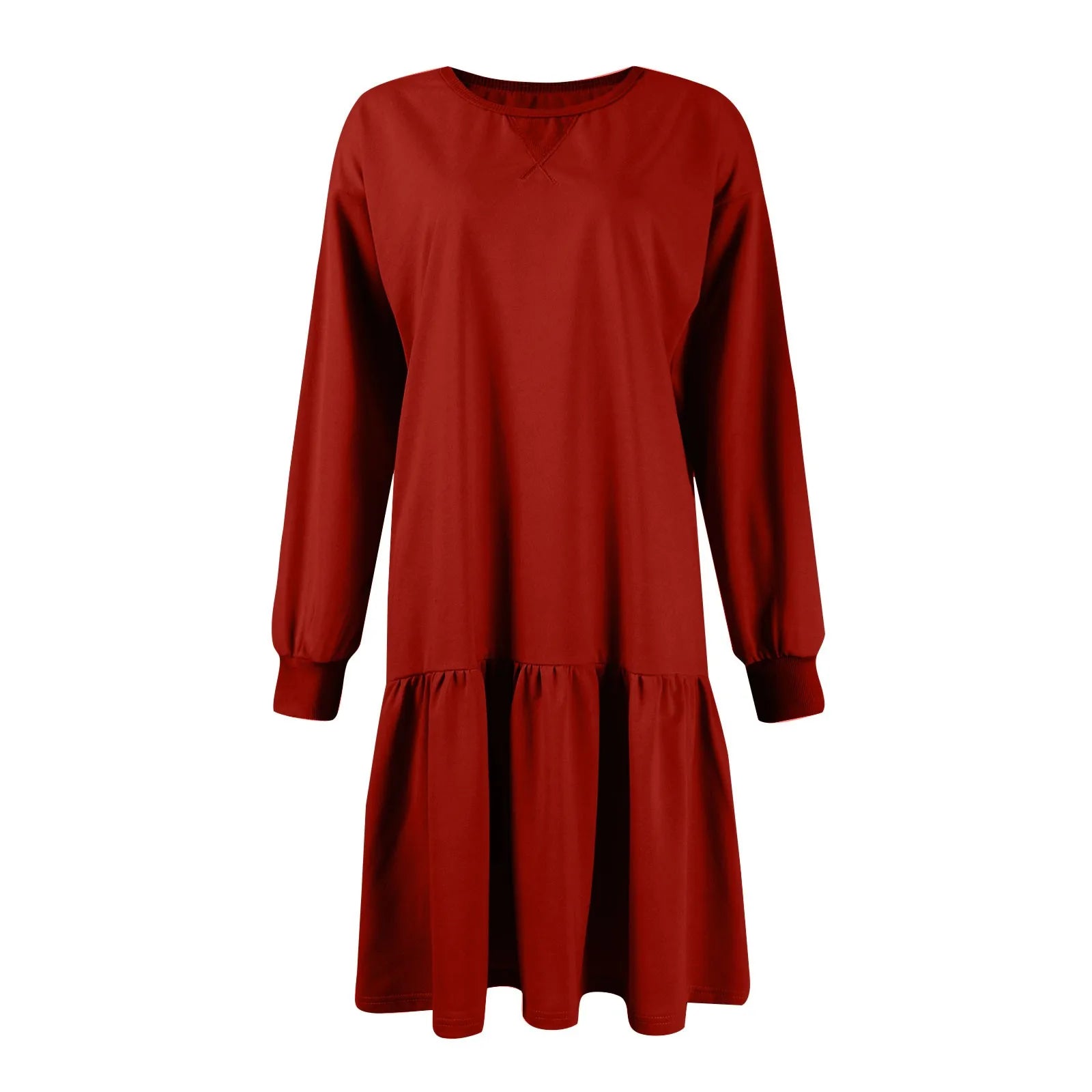 Trendy Patchwork Design Ribbed Knit Sweatshirt Dress with Long Sleeve