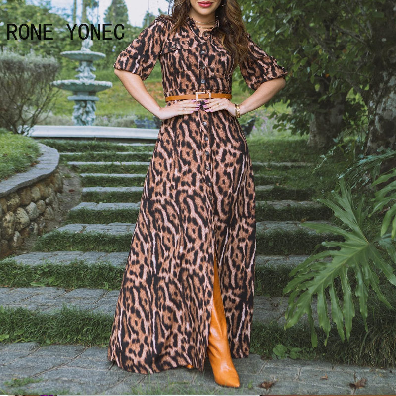 Good Days Buttoned Tiger Print Maxi Dress