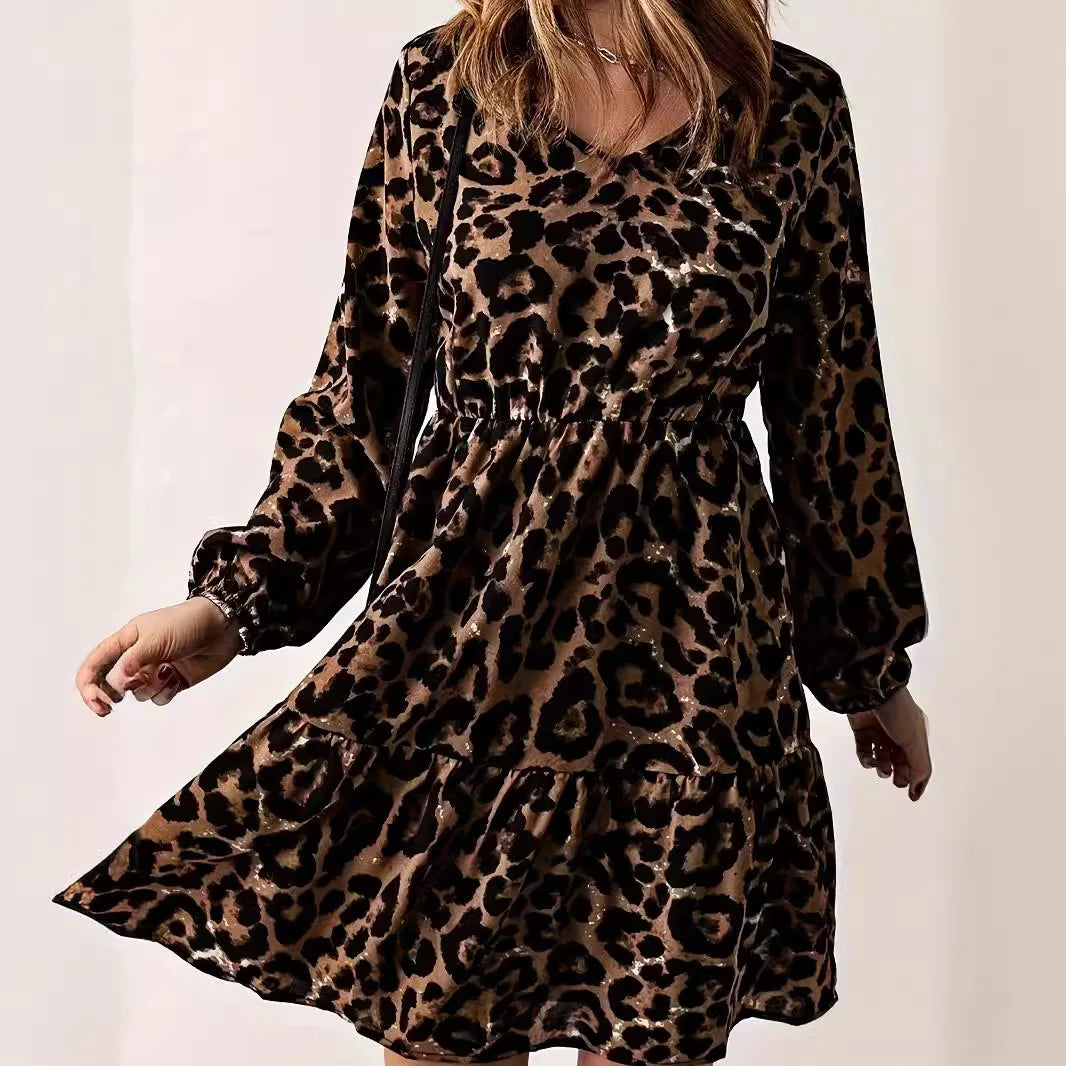 Good Mood Leopard Print V-neck Dress