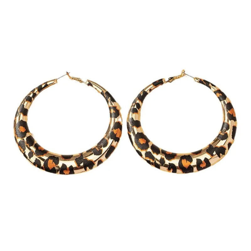 Leopard Print Vintage Party Hoops Earrings