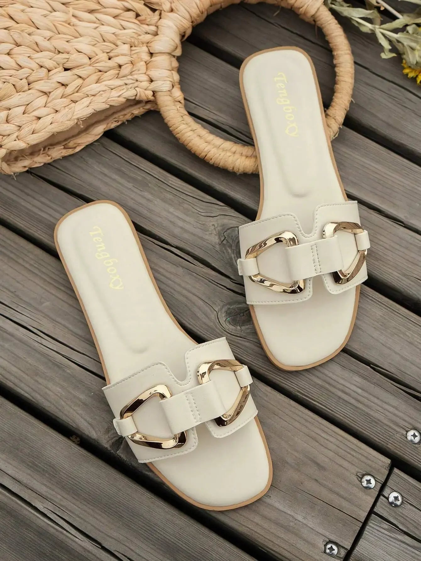 Open Toe Single Band Flat Sandals