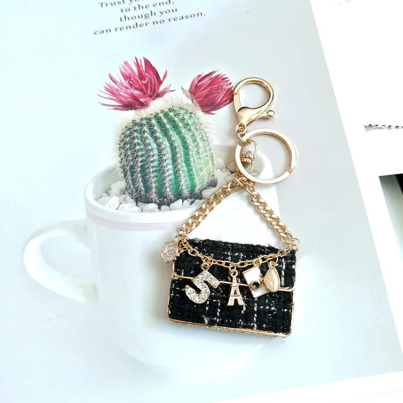 Cute Gold Keychain Tassel No.5 Camellia Bag Pendant Accessory/Keychain.