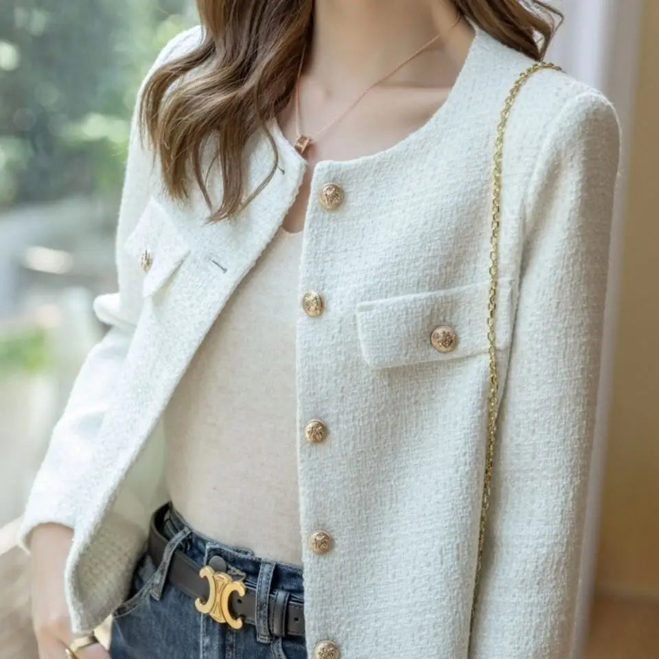 French Tweed Jacket with Gold Button