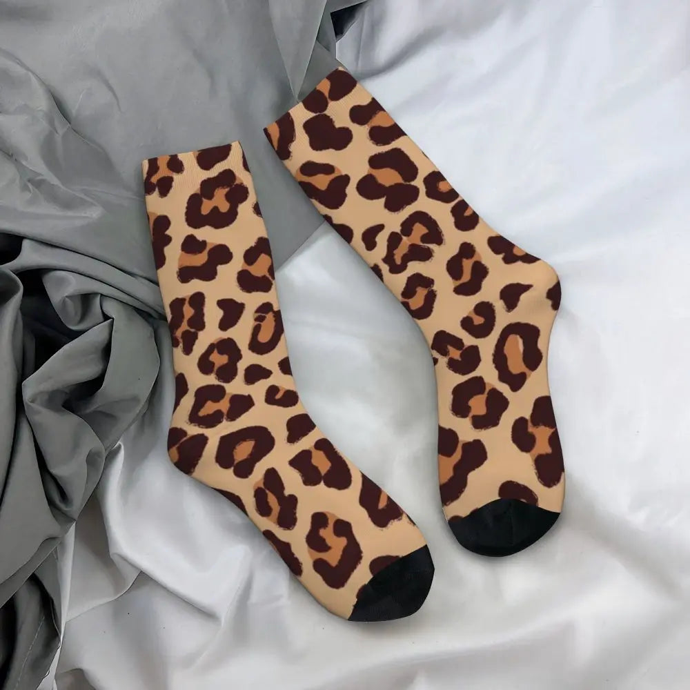 Popular  Gold Brown Leopard Socks