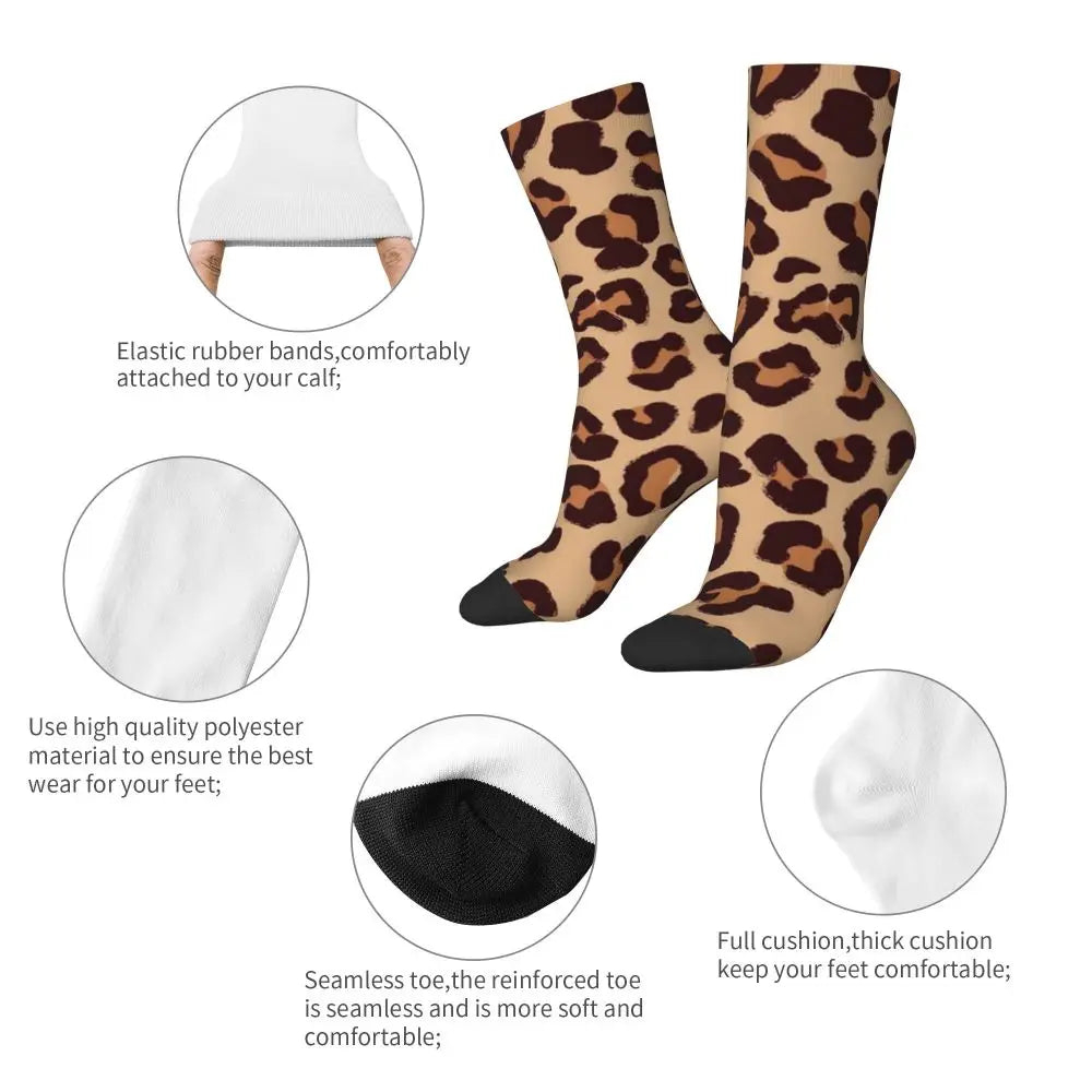 Popular  Gold Brown Leopard Socks