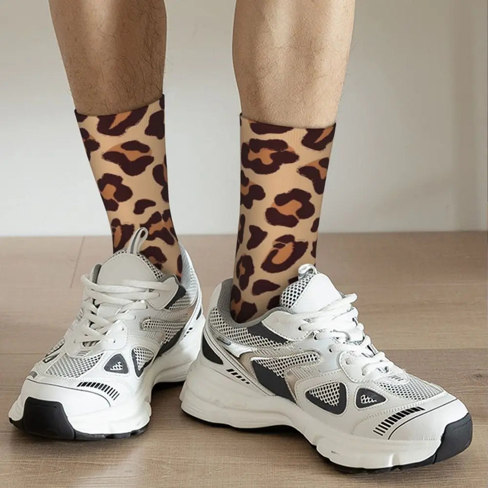 Popular  Gold Brown Leopard Socks