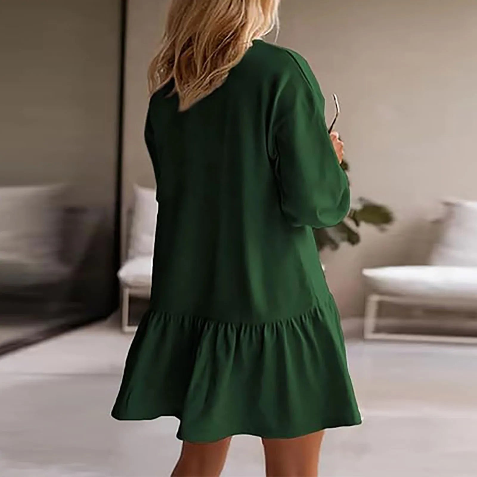 Trendy Patchwork Design Ribbed Knit Sweatshirt Dress with Long Sleeve