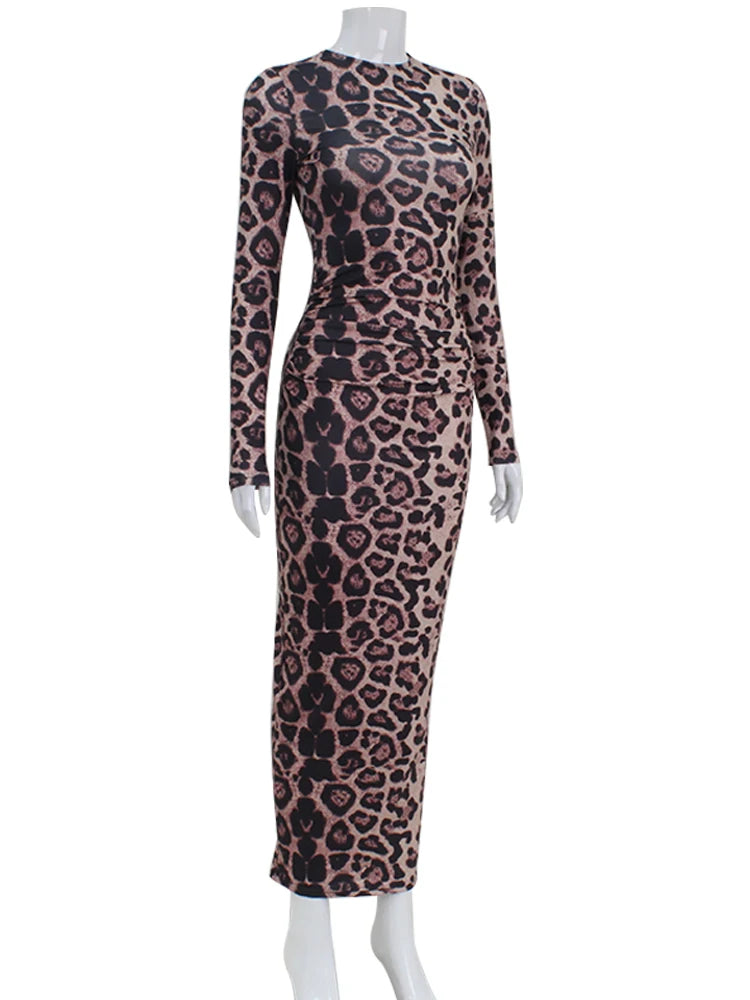 Dressed Well Leopard Print Bodycon Maxi Dress