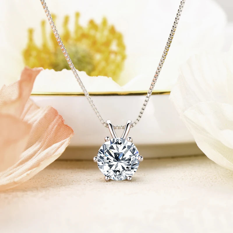 18K Gold Plated 3 Carat Flawless Moissanite Stud Earrings & Pendant Necklace Set