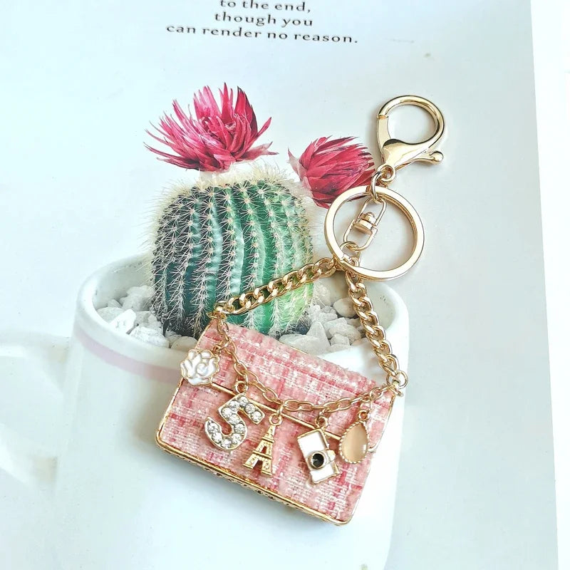 Cute Gold Keychain Tassel No.5 Camellia Bag Pendant Accessory/Keychain.