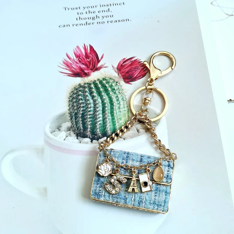 Cute Gold Keychain Tassel No.5 Camellia Bag Pendant Accessory/Keychain.