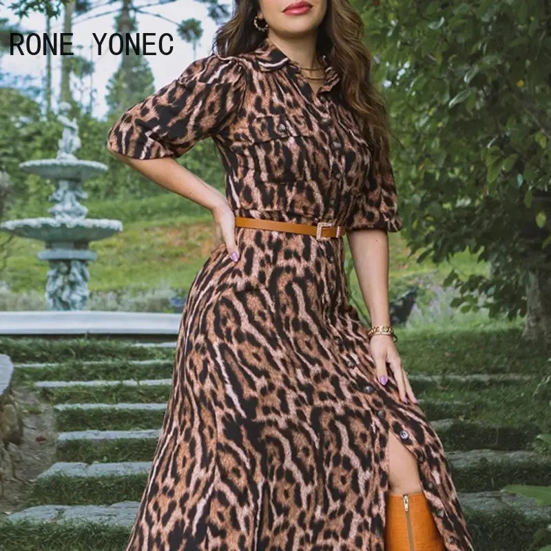 Good Days Buttoned Tiger Print Maxi Dress