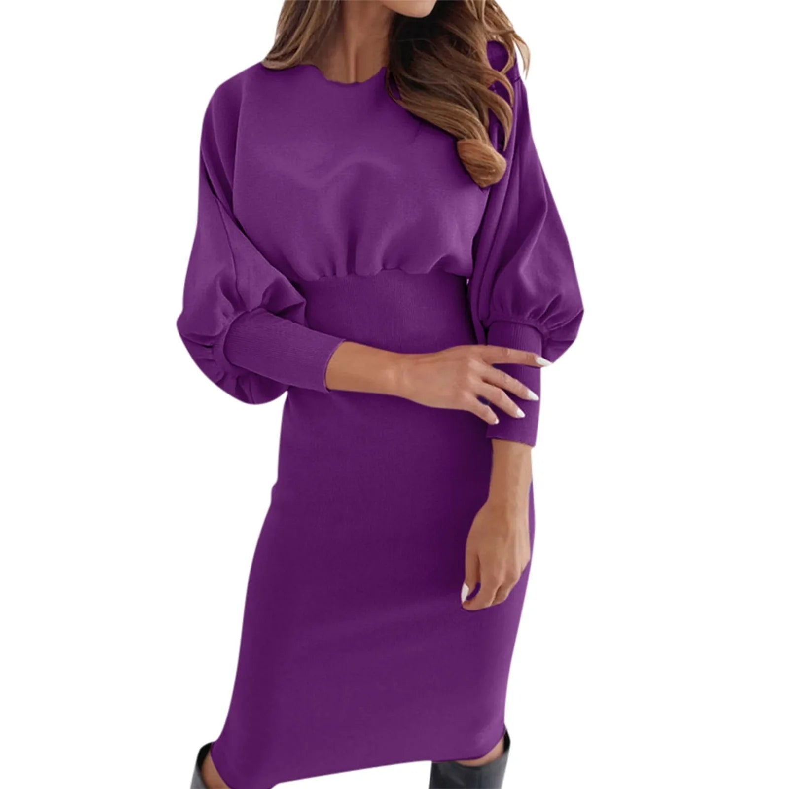 Warm Casual  Long Sleeve  Elegant Slimming Waist Dress