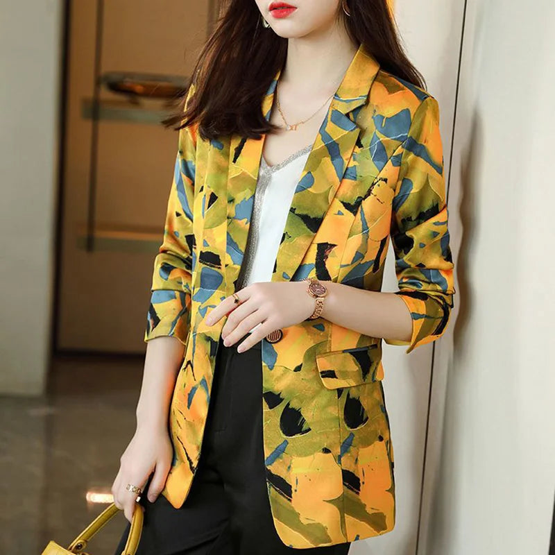 My Way Printed Blazer