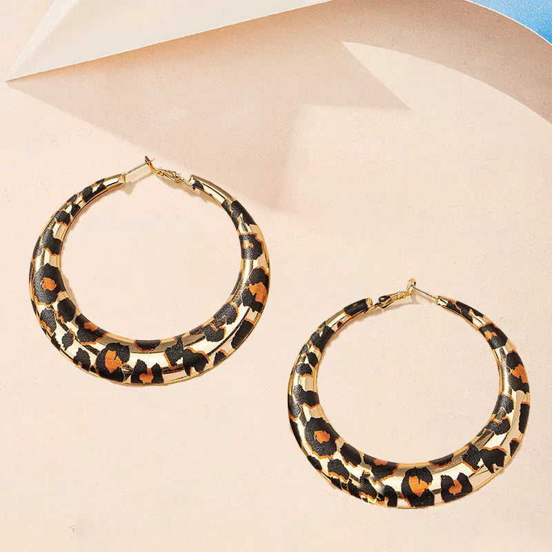 Leopard Print Vintage Party Hoops Earrings