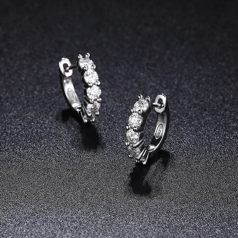 GRA Certified Elegant 3mm Moissanite Earrings 925 Sterling Silver or Gold Hoop Earrings.