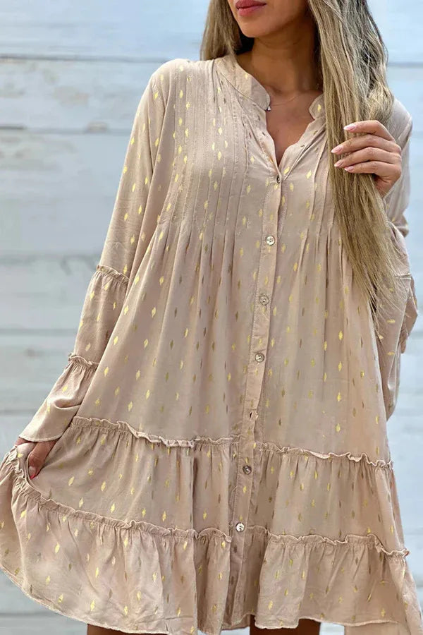 Paradise Boho Swing  Pleated Shirt Dress