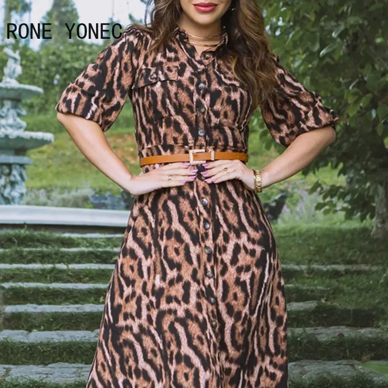 Good Days Buttoned Tiger Print Maxi Dress