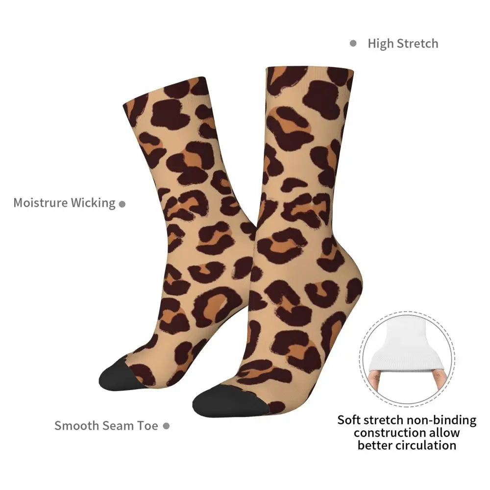 Popular  Gold Brown Leopard Socks