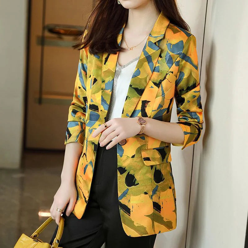 My Way Printed Blazer