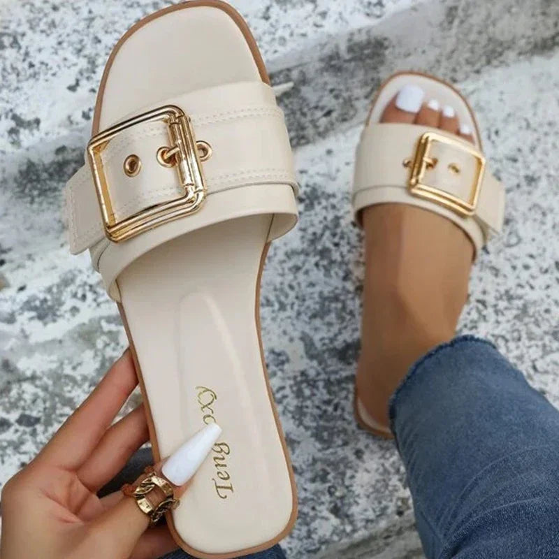 Open Toe Flat Summer Beachy Buckle Sandals